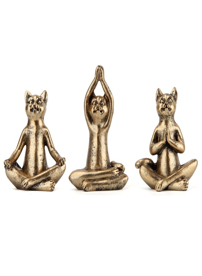 Smadeer Yoga Cat Statues for Home Decor Accents,Yoga Pose Figurine for Zen Spiritual Bedroom Living Room Office Table Desk Modern Boho Decoration,Meditation Shelf Decor Accents Antique Bronze Gift - Image 1